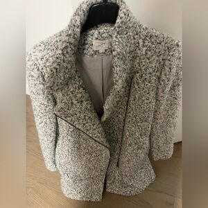 LOFT Women's Cream and Gray Teddy Jacket